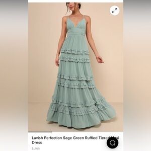 Lulu's Sage Green Ruffled Tiered Maxi Dress